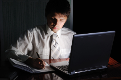 Businessman Working at the Night